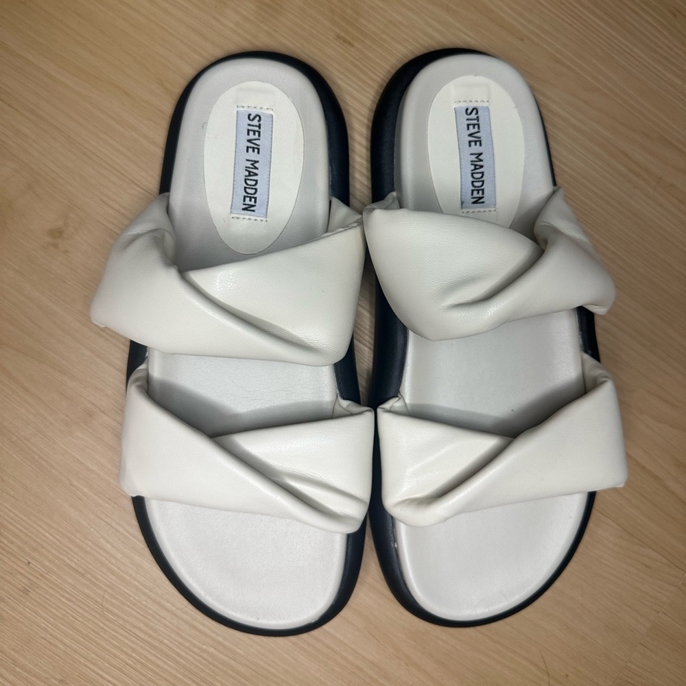 Steve Madden leather white slides